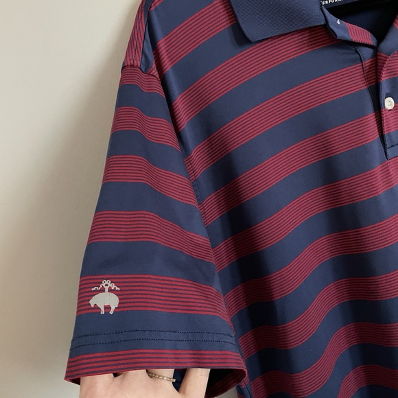Brooks Brothers Polo XL Mens Blue Stripe Red Performance Preppy Golf Lightweight - Picture 2 of 11